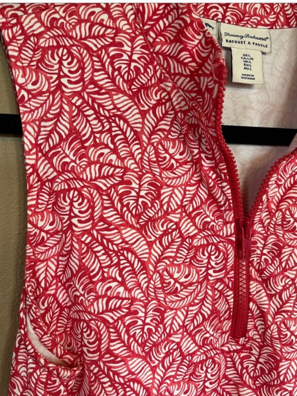 The selected item is the Tommy Bahama Racquet & Paddle Monstera Print Dress. - Picture 3 of 7